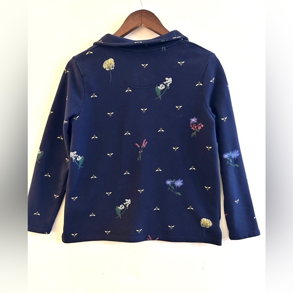 Joules Bee & Wildflower Half Zip Pullover Navy Sweatshirt UK 8 US 4 - Picture 4 of 10